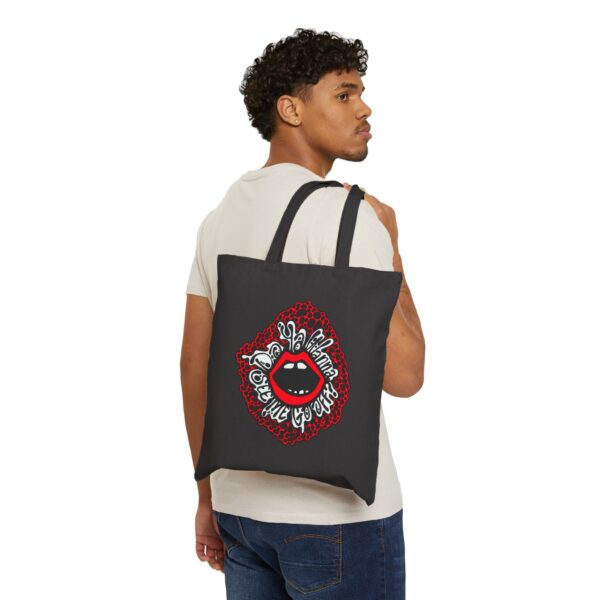 "Do You Want To See Me Go Off?" Cotton Canvas Tote Bag - Black - Image 4